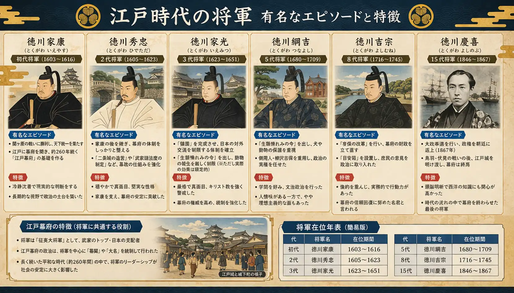 江戸幕府歴代将軍の統治と変遷
