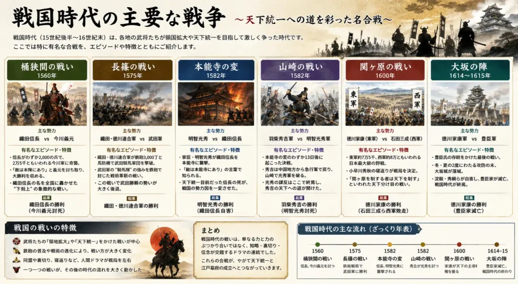 戦国時代を彩る主要な戦争と合戦