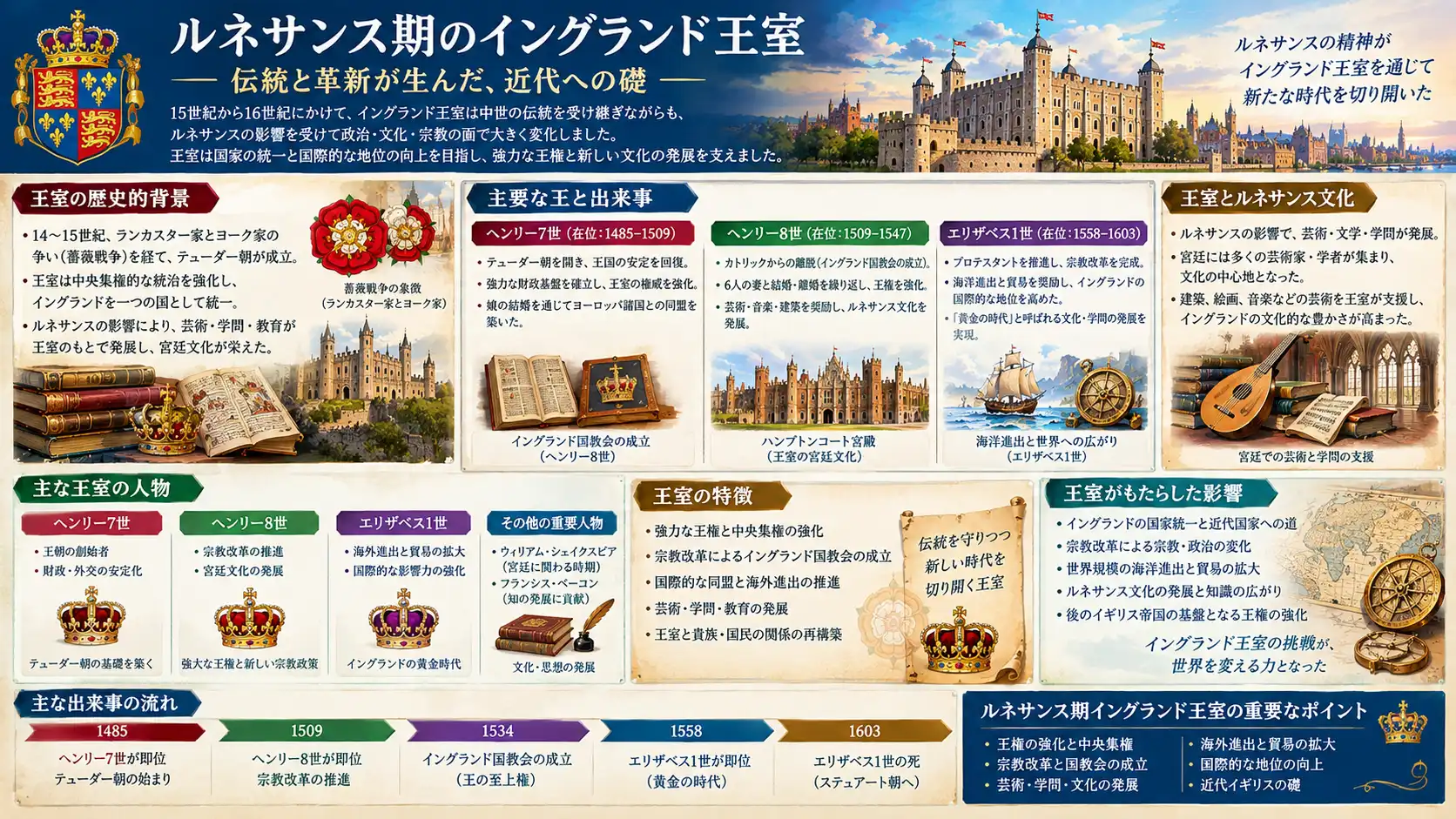 テューダー朝が開いたイングランド絶対王政と宗教改革