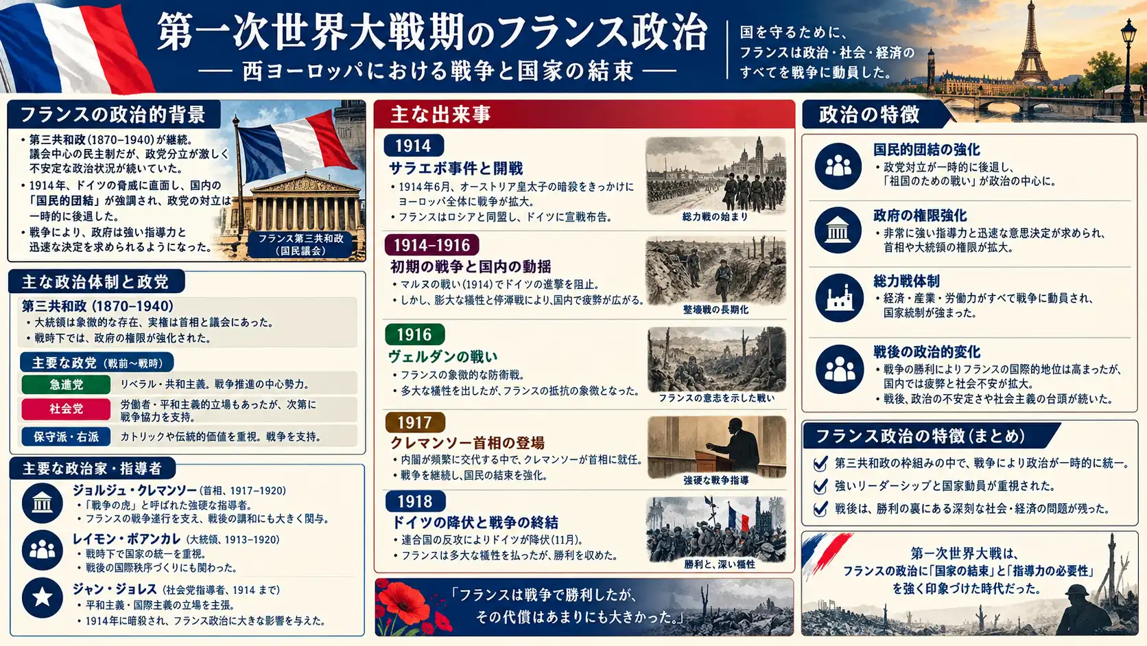 第一次世界大戦期のフランス政治の変遷