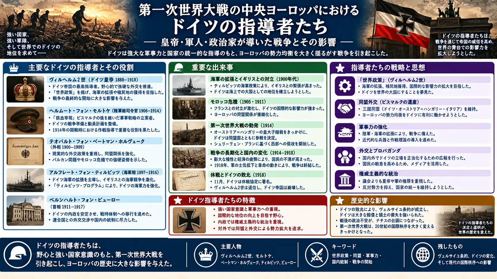 第一次世界大戦のドイツを率いた指導者たちと戦略