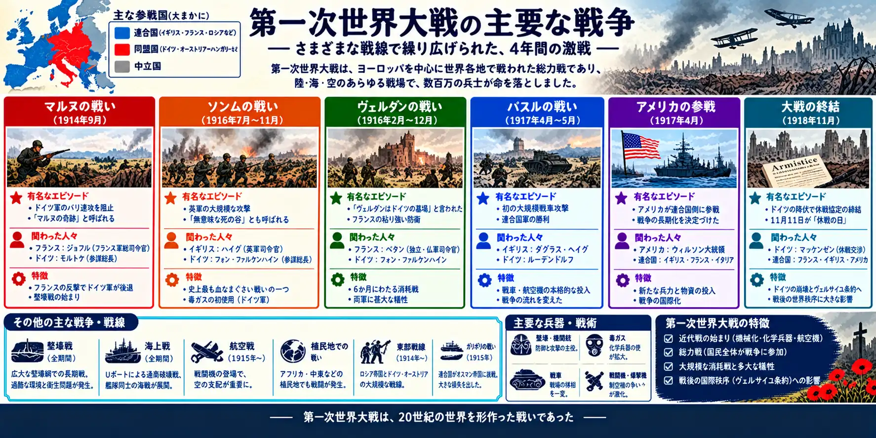 第一次世界大戦：欧州を崩壊へ導いた戦役