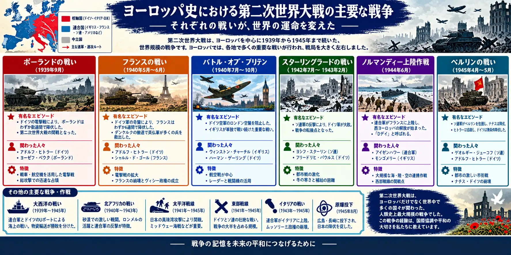 第二次世界大戦：欧州を覆った主要戦役
