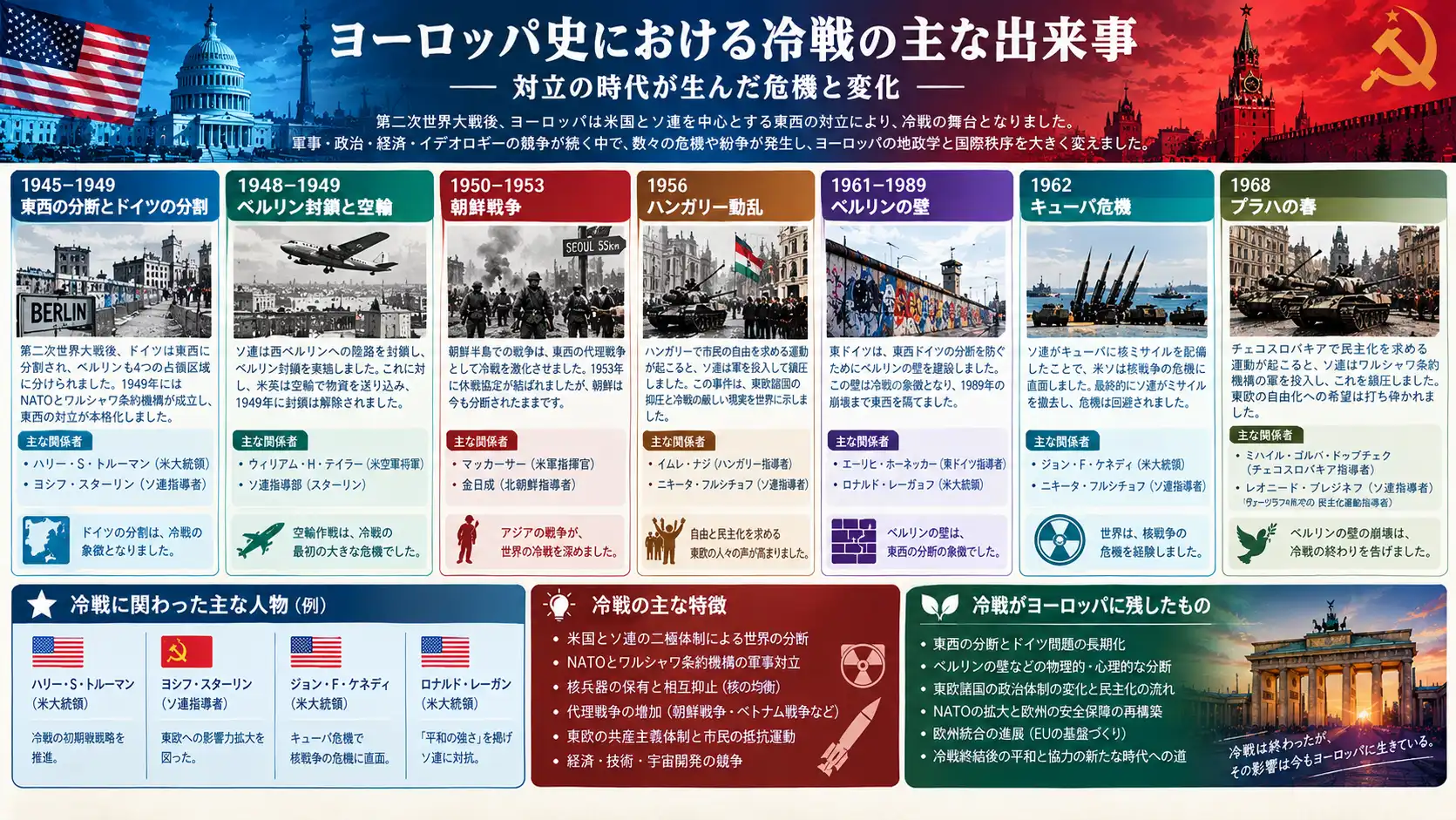 東西の対立と変容を生んだ冷戦期の重要出来事