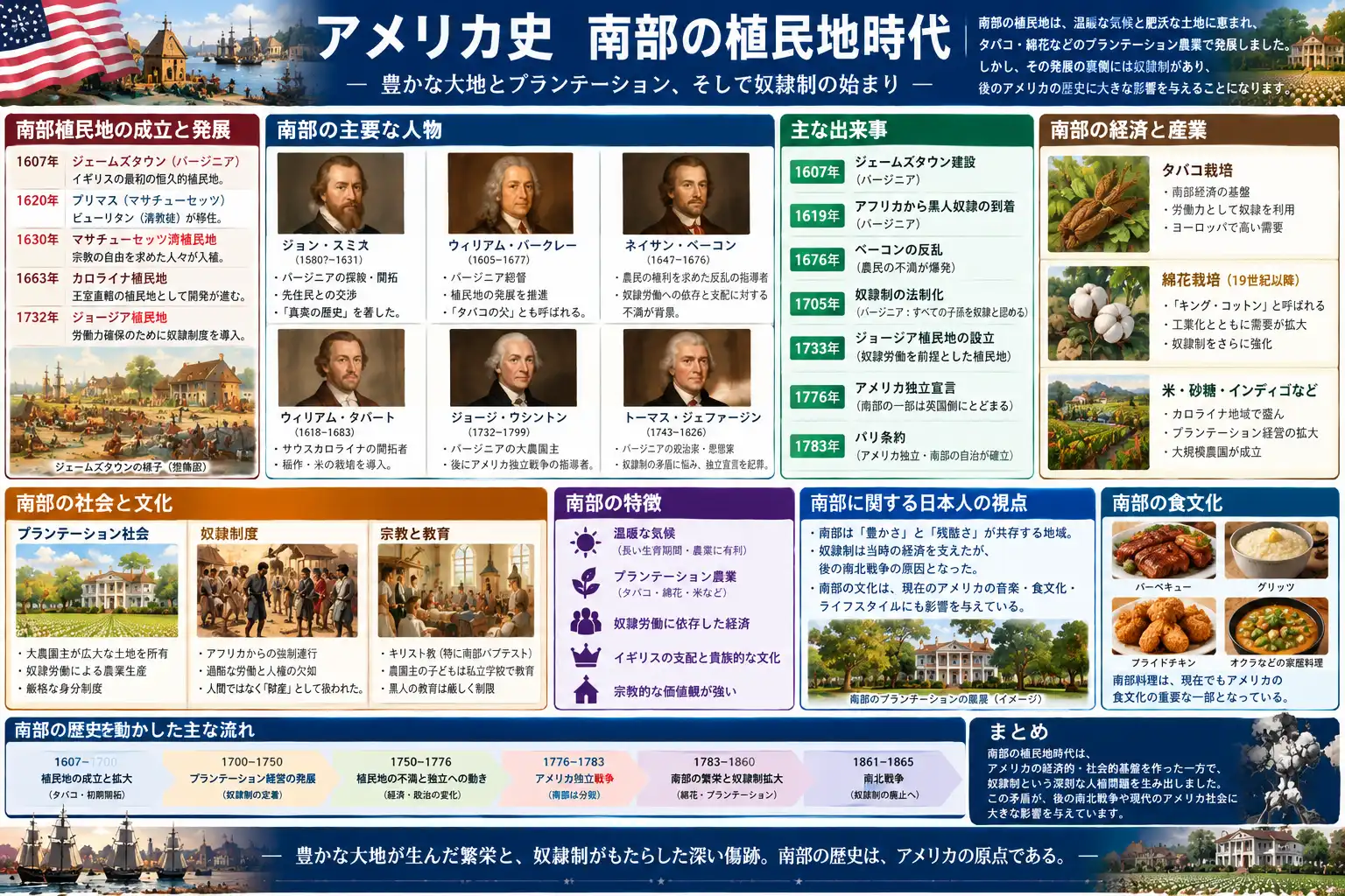 大農園と王室植民地を築いた南部社会の開拓者