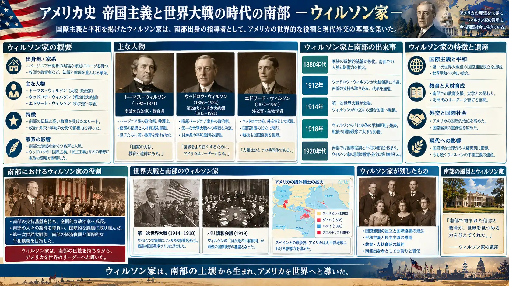 大戦下の大統領を支え外交と政務に影響を与えたウィルソン一族