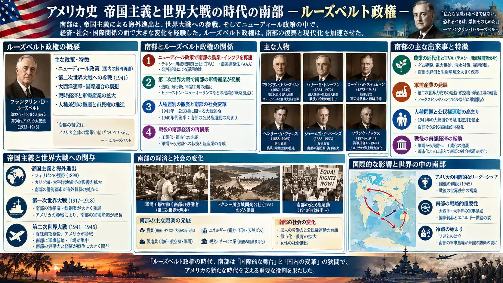 革新主義外交から対外介入と大戦の勝利へ導いた両政権