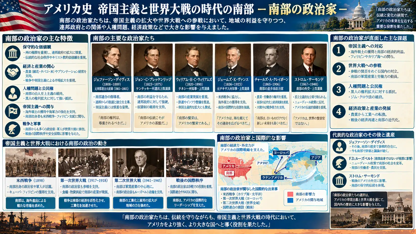 連邦政権の要職を占め参戦と新南部発展を主導した政治家群
